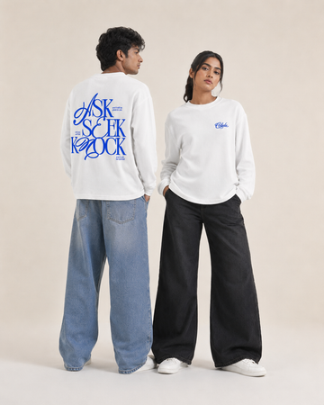 Ask White Waffle Knit Boxy Fit Tee