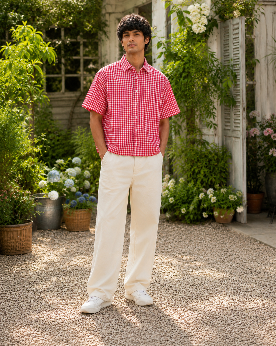 Red Picnic Oxford Boxy Shirt