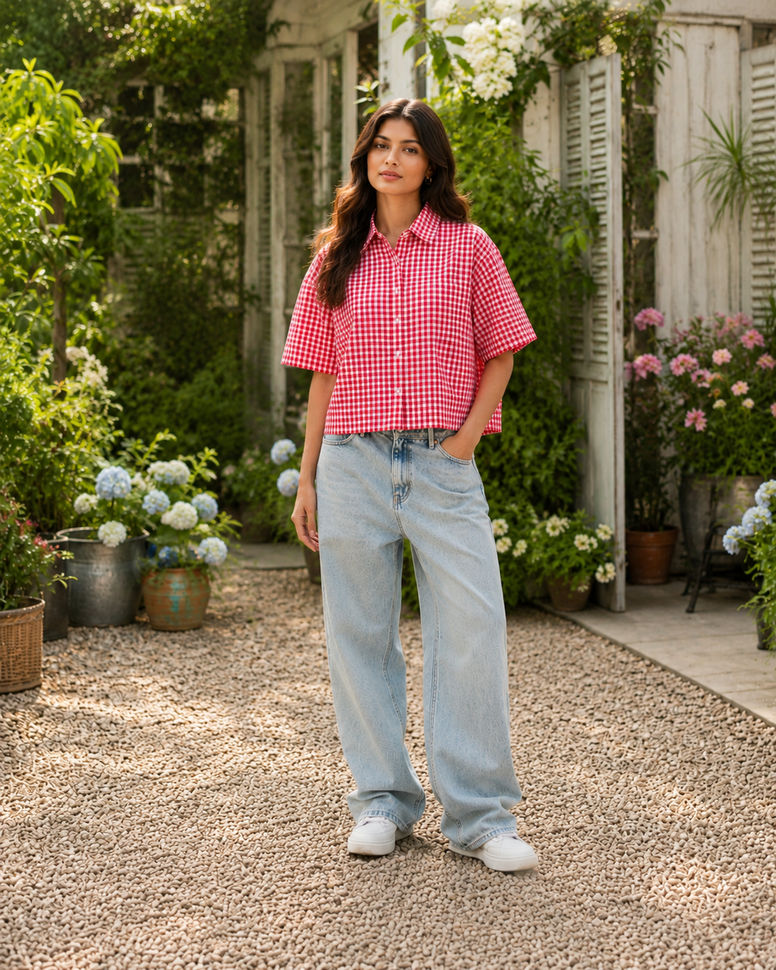 Red Picnic Oxford Boxy Shirt