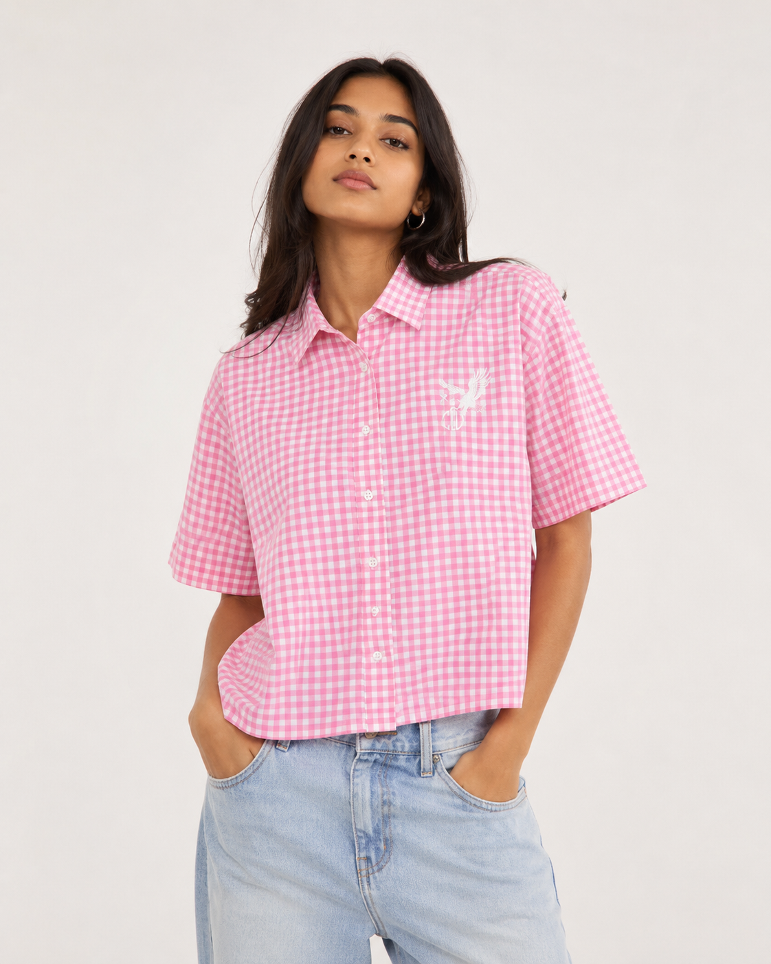 Pink Gingham Boxy Shirt
