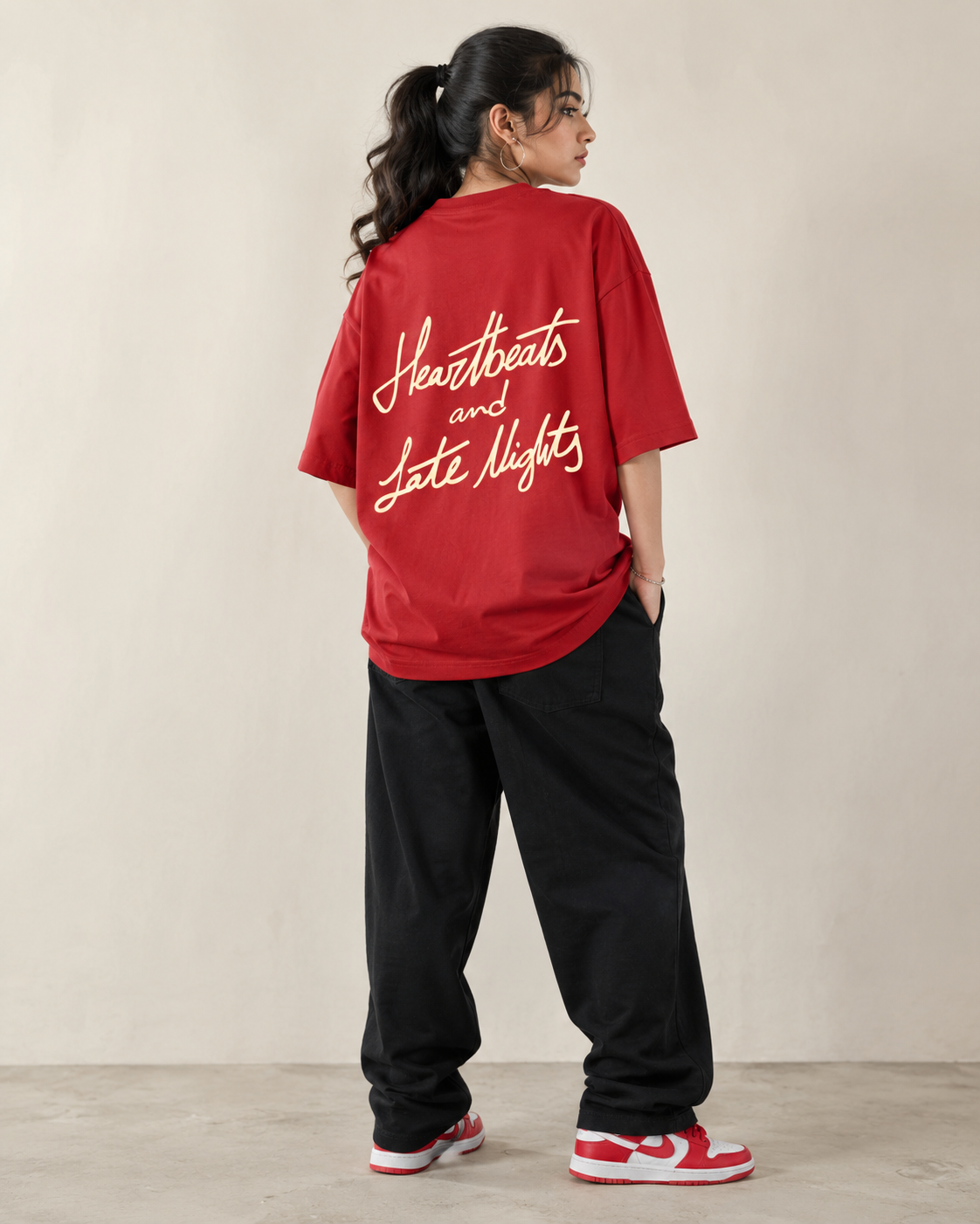Heartbeats — Red Oversized Tee