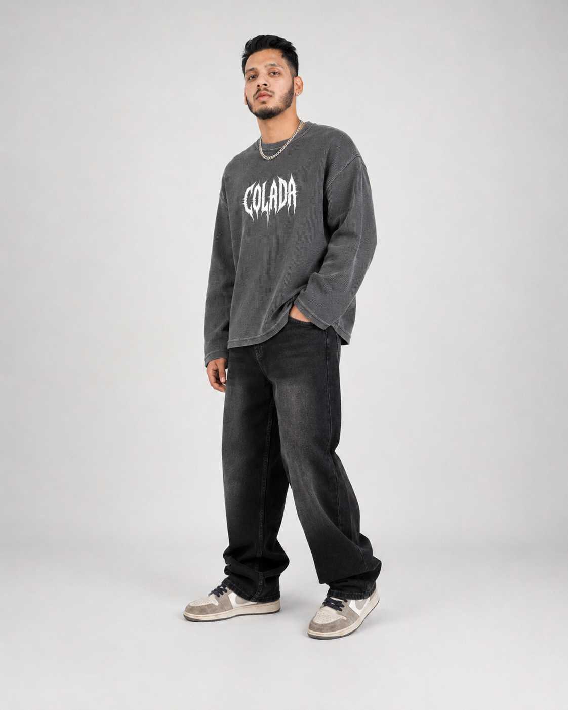 Acid Wash Waffle Knite Oversized Tshirt