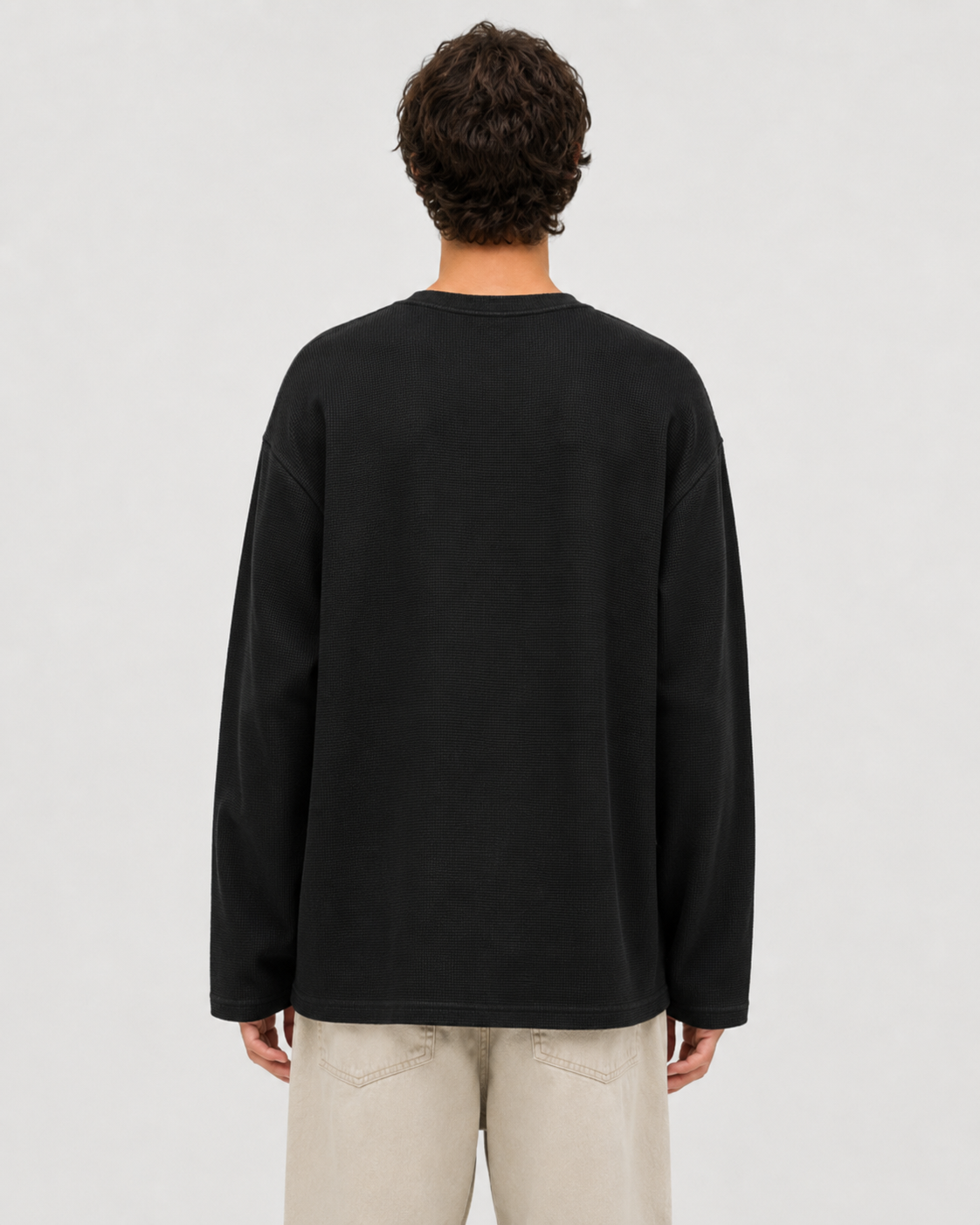 Black Waffle Knit Oversized Tshirt