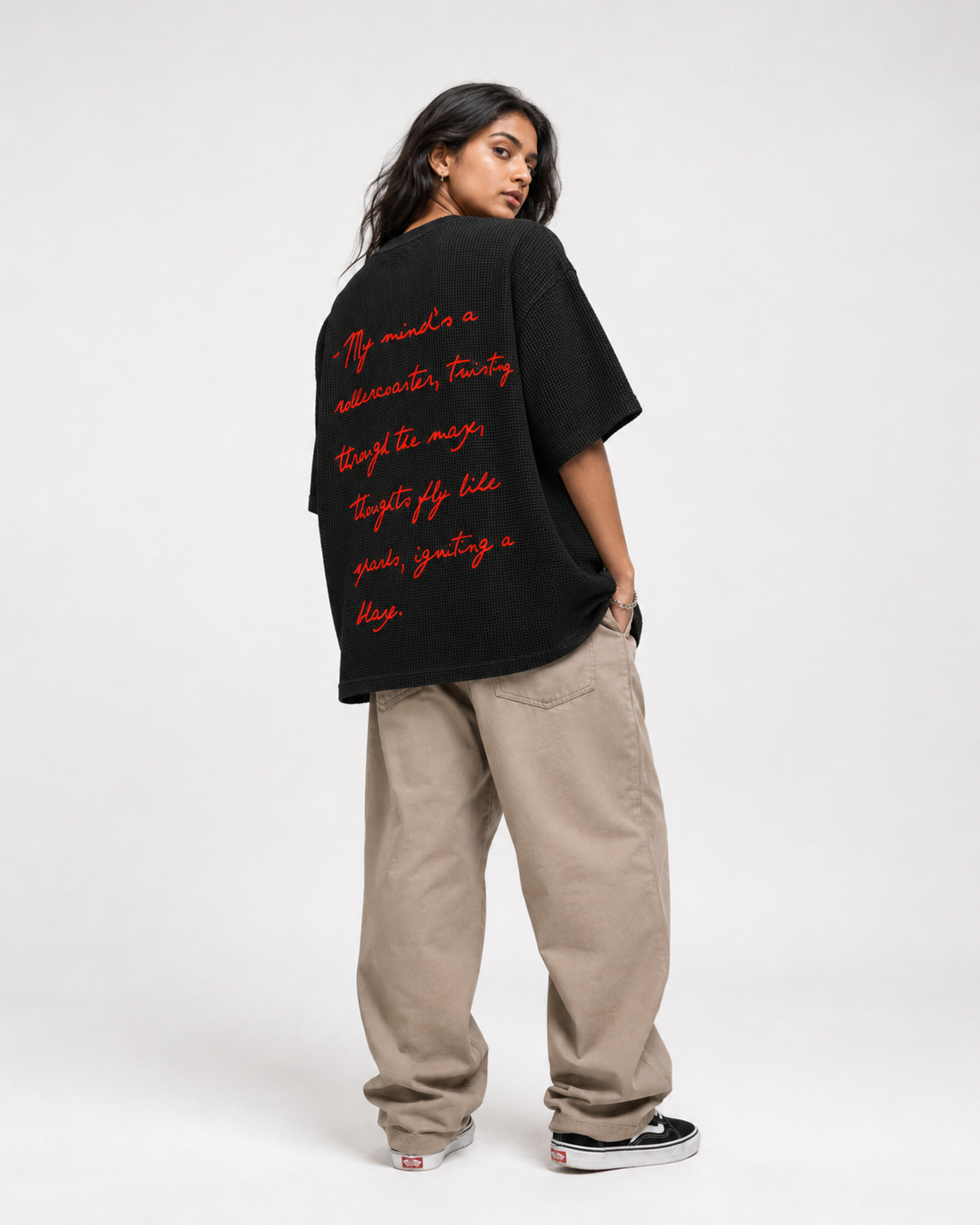 My Mind — Black Waffle Boxy Tee