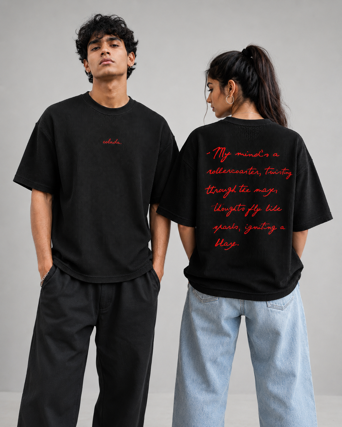My Mind — Black Waffle Boxy Tee