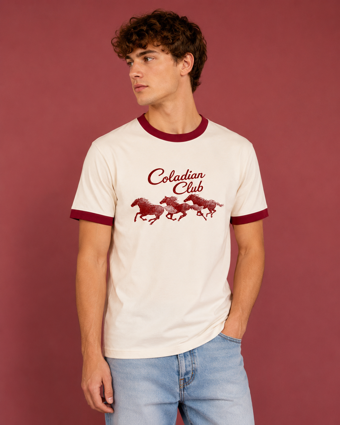 Off White Maroon Reguar Tee
