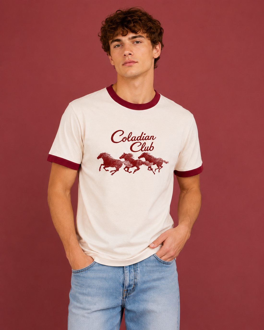 Off White Maroon Reguar Tee