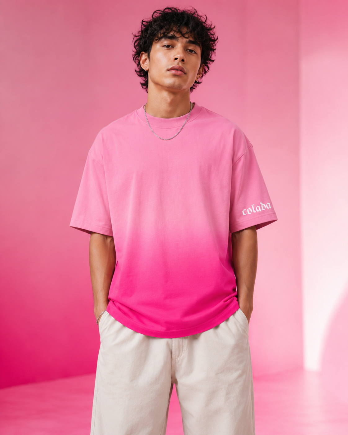 Pink Sunfade Ombre Boxy Fit Tee