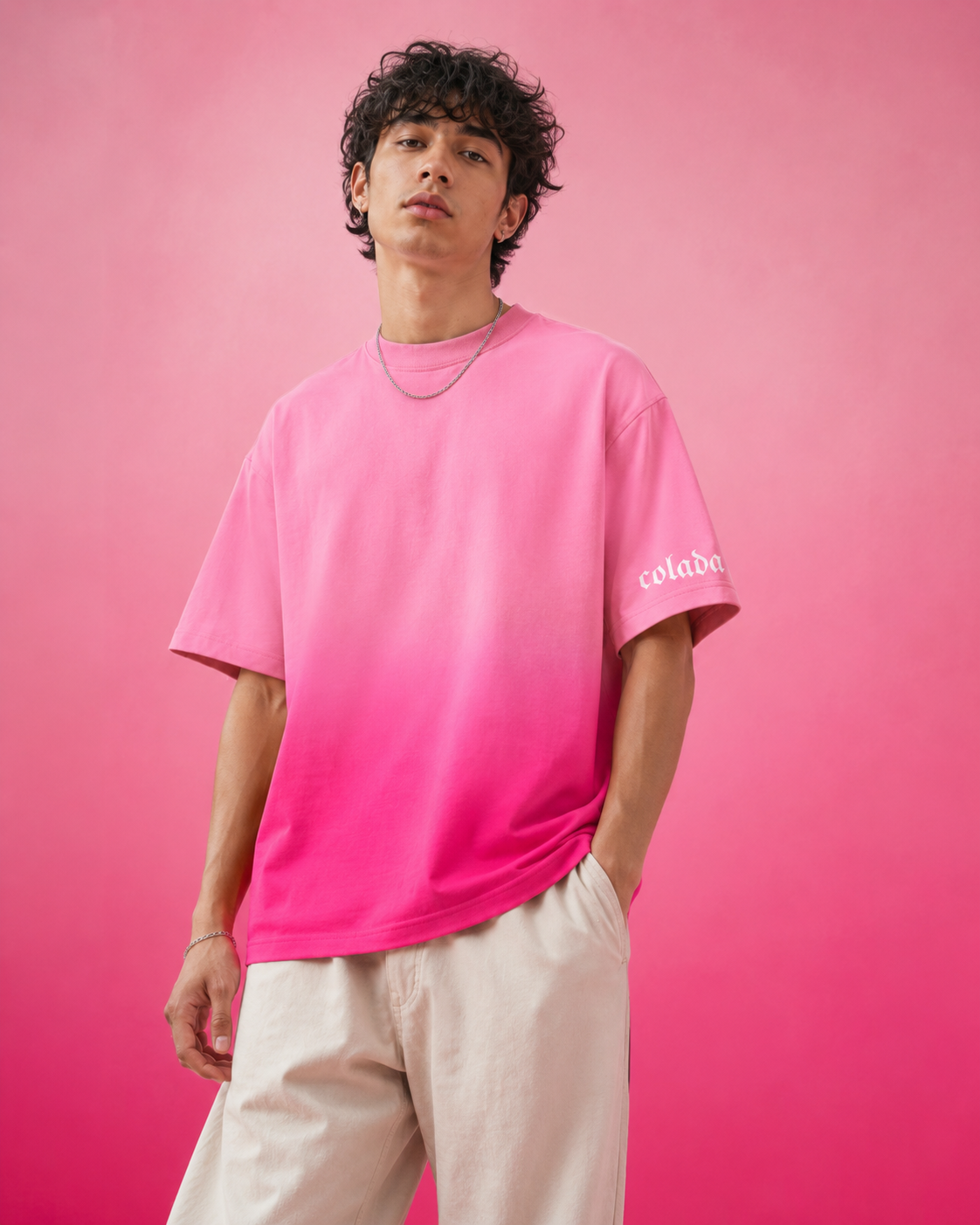 Pink Sunfade Ombre Boxy Fit Tee
