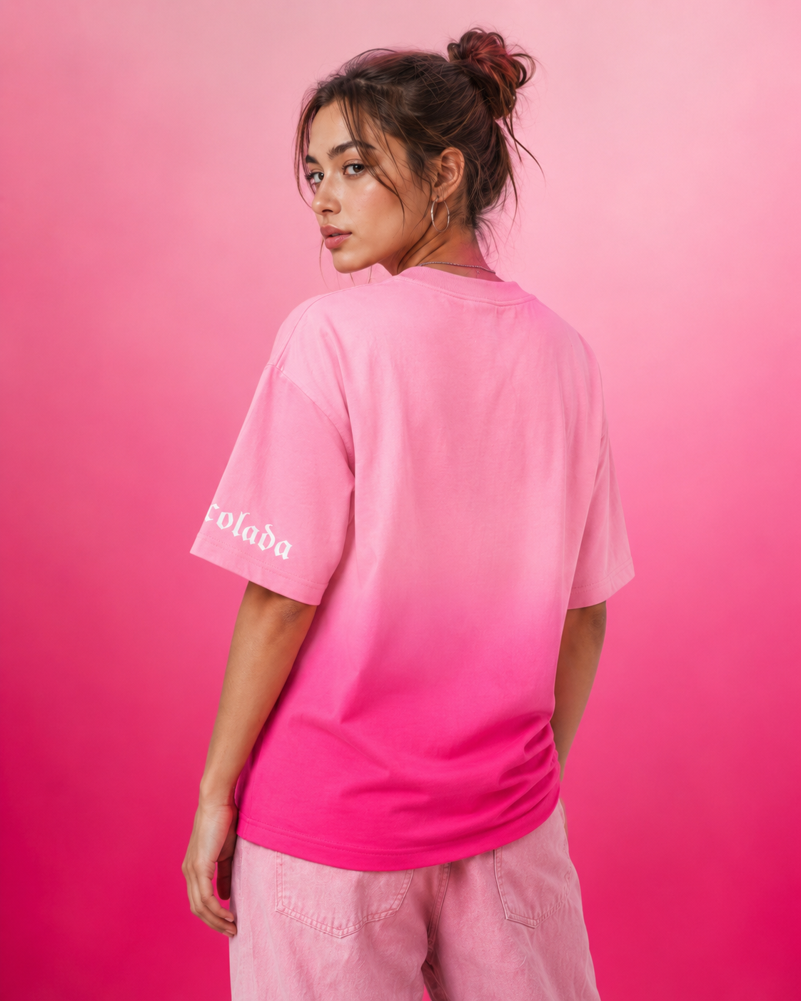 Pink Sunfade Ombre Boxy Fit Tee