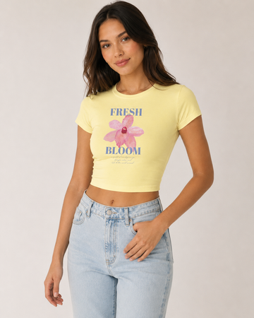 Fresh Bloom — Butter Yellow Baby Tee