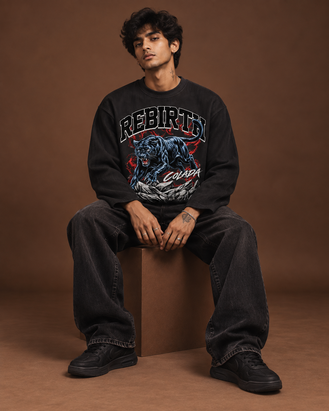 Rebirth Black Waffle Tee