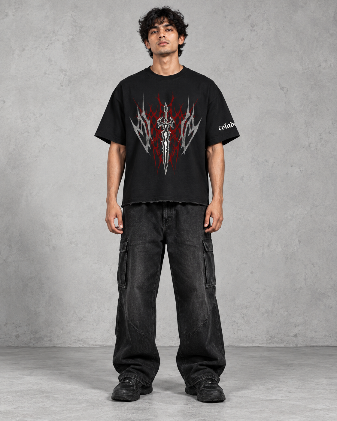 Sword Black Boxy Fit Tee