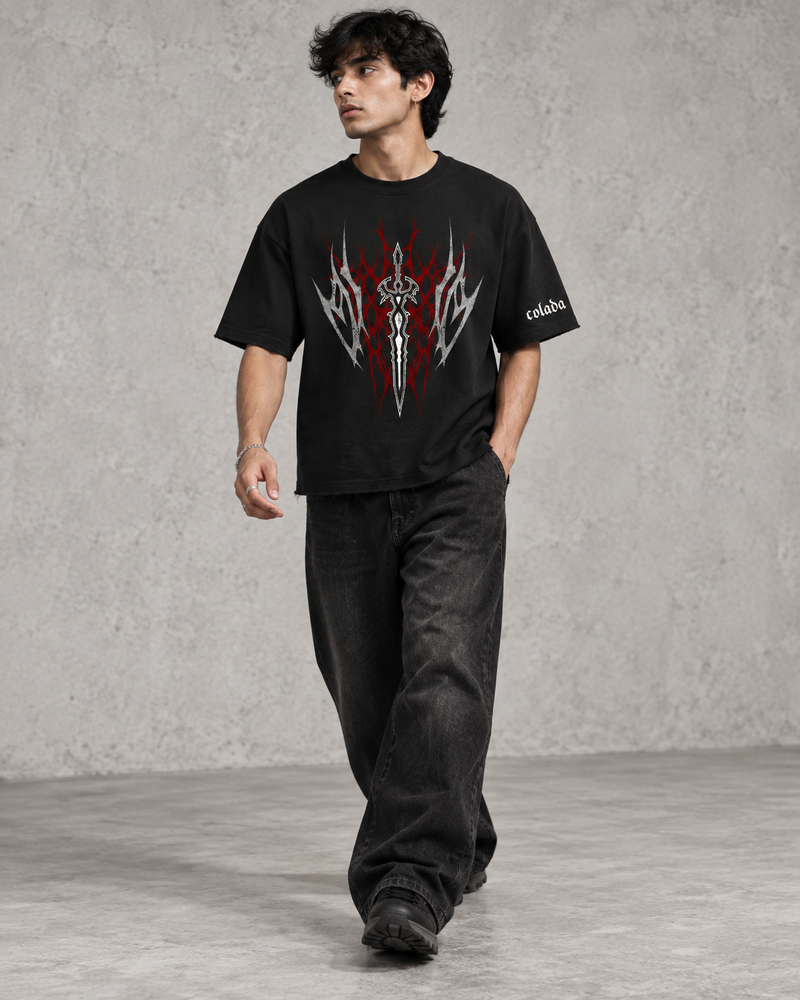 Sword Black Boxy Fit Tee
