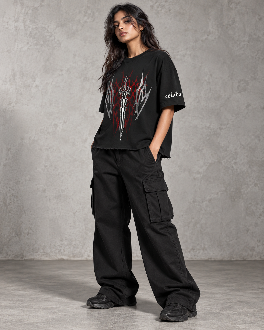 Sword Black Boxy Fit Tee
