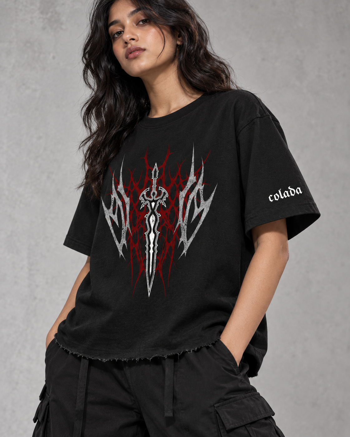Sword Black Boxy Fit Tee