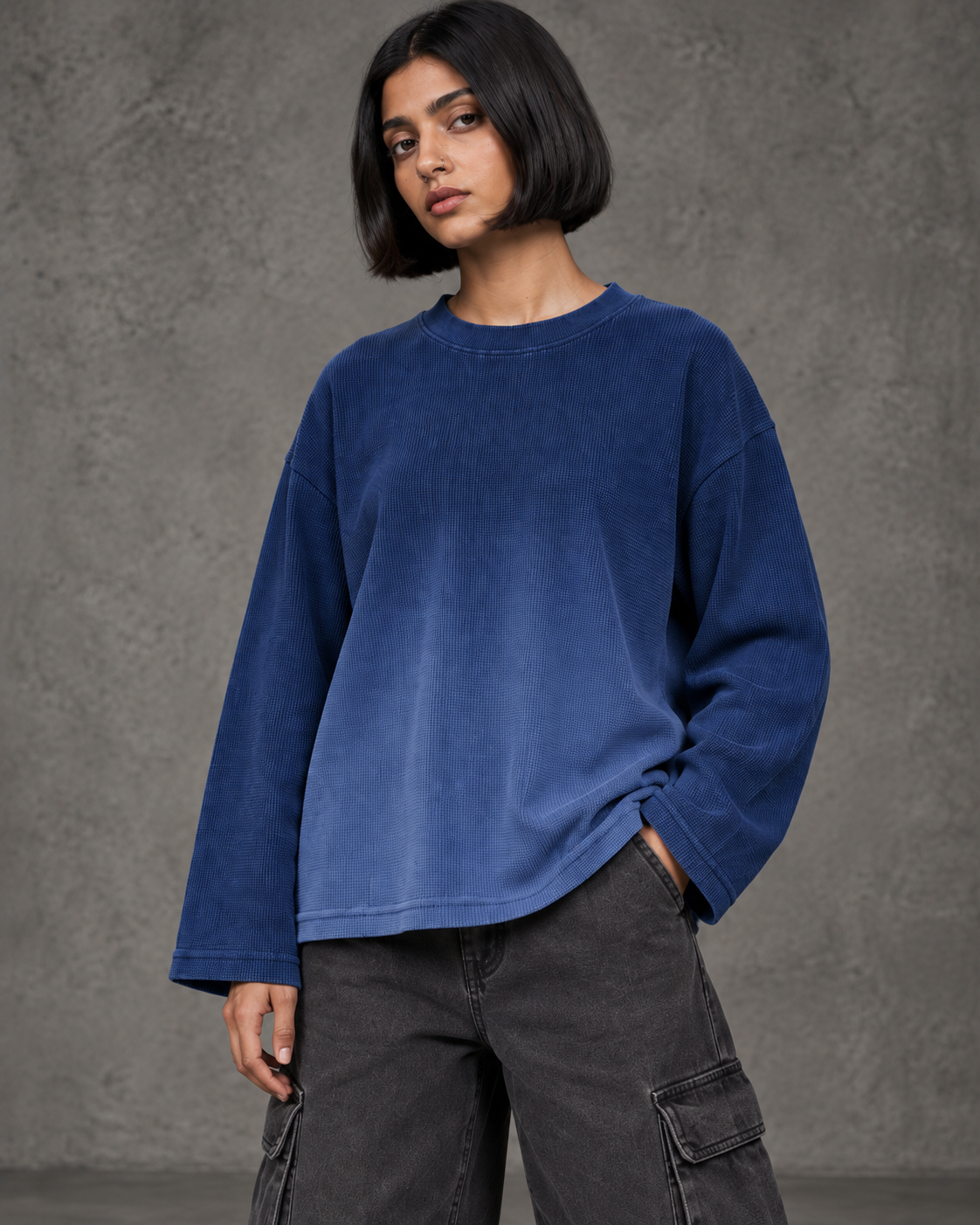 Blue Ombre Waffle Tee