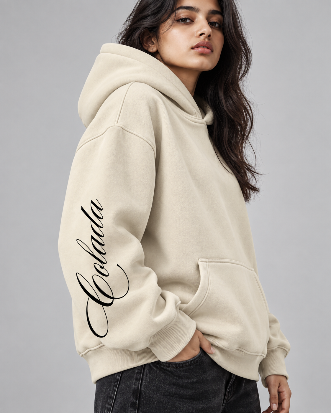 Wolves Creame Boxy Fit Hoodie