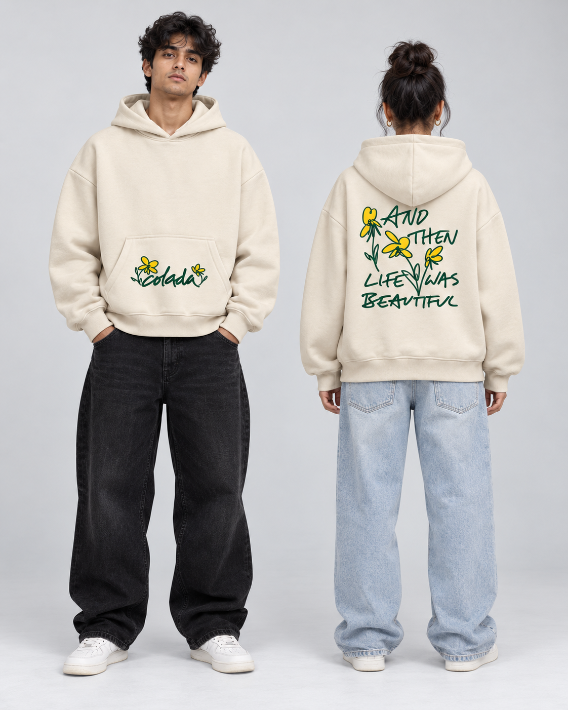 Beautiful Life Creame Boxy Fit Hoodie