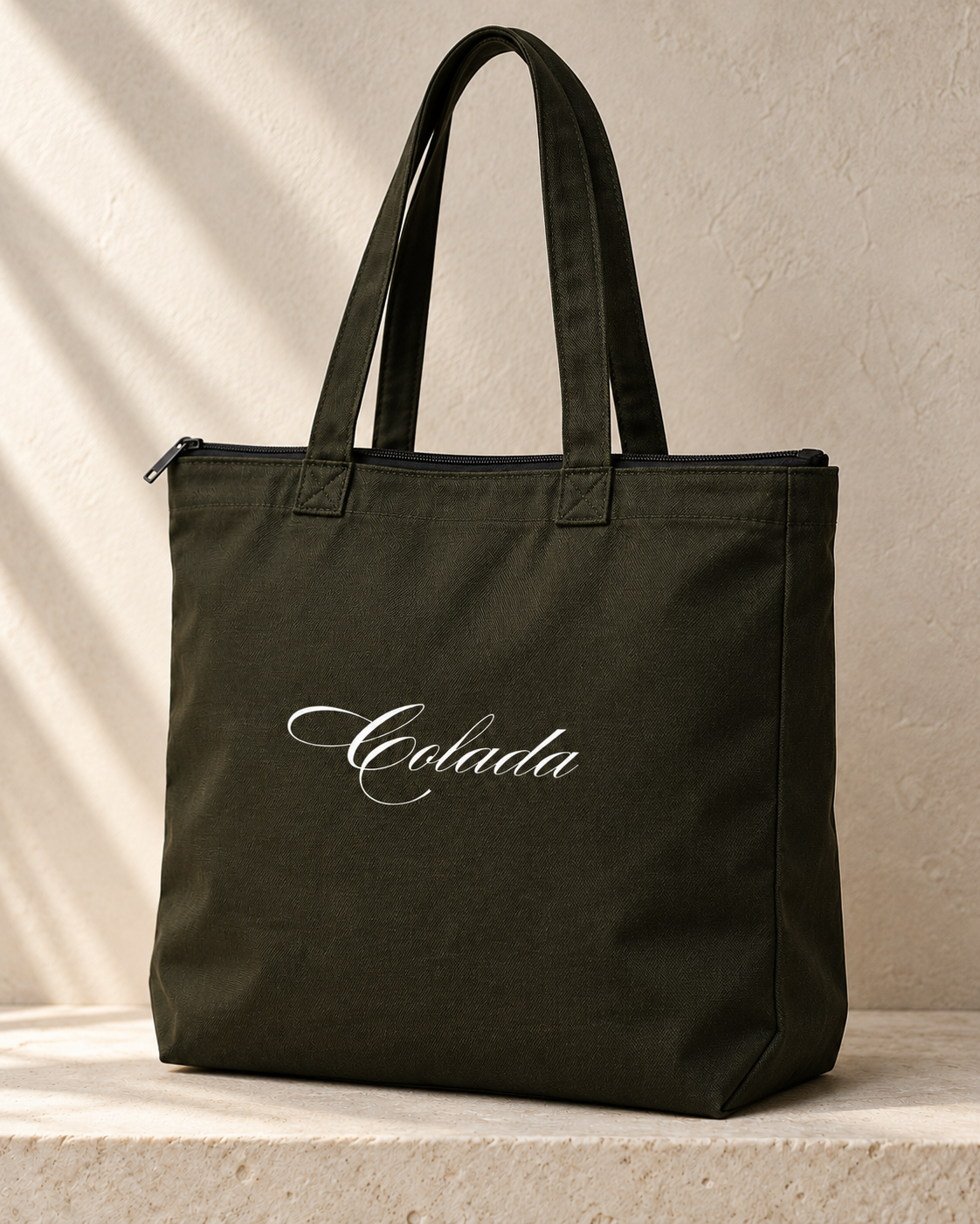 Black Zipper Tote Bag