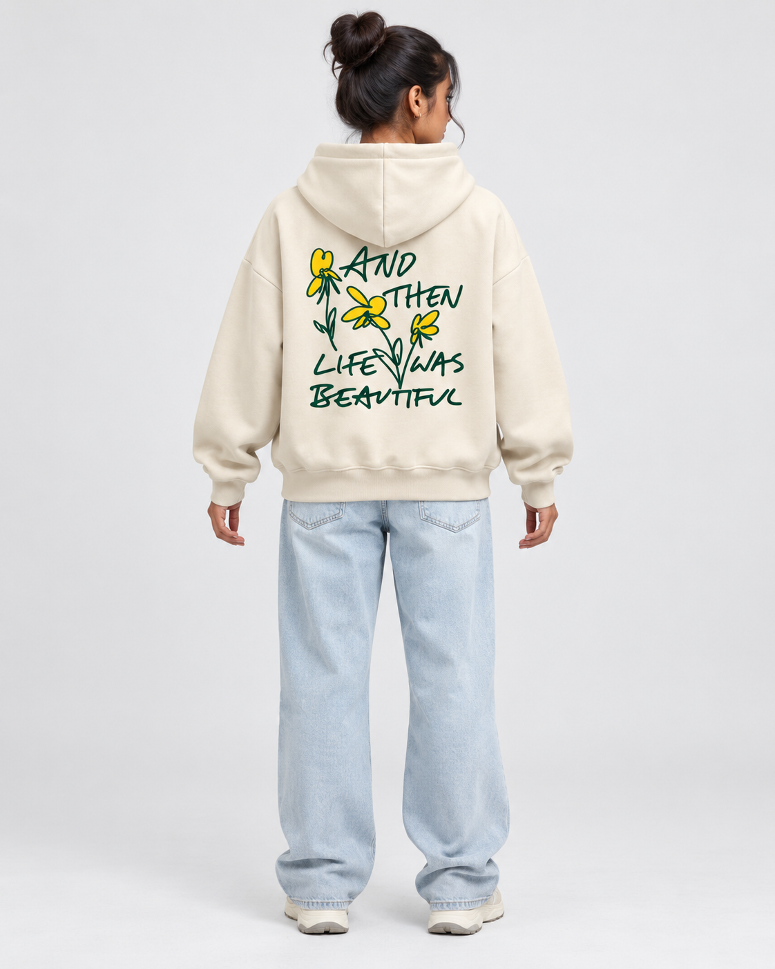 Beautiful Life Creame Boxy Fit Hoodie