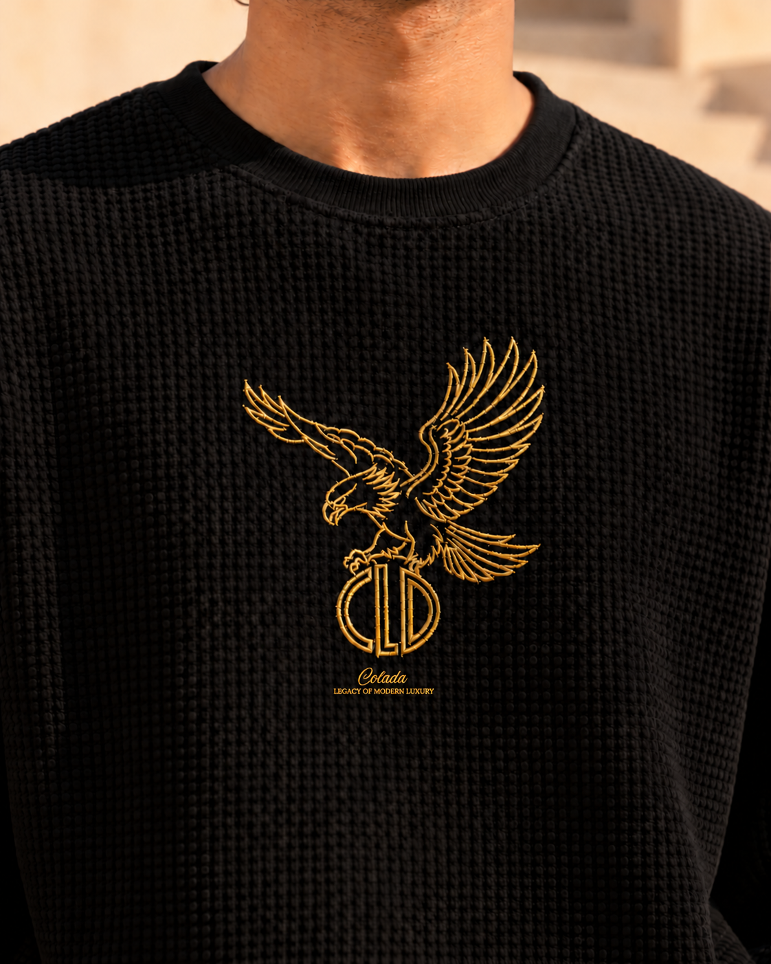 CLD Embroidery Black Waffle