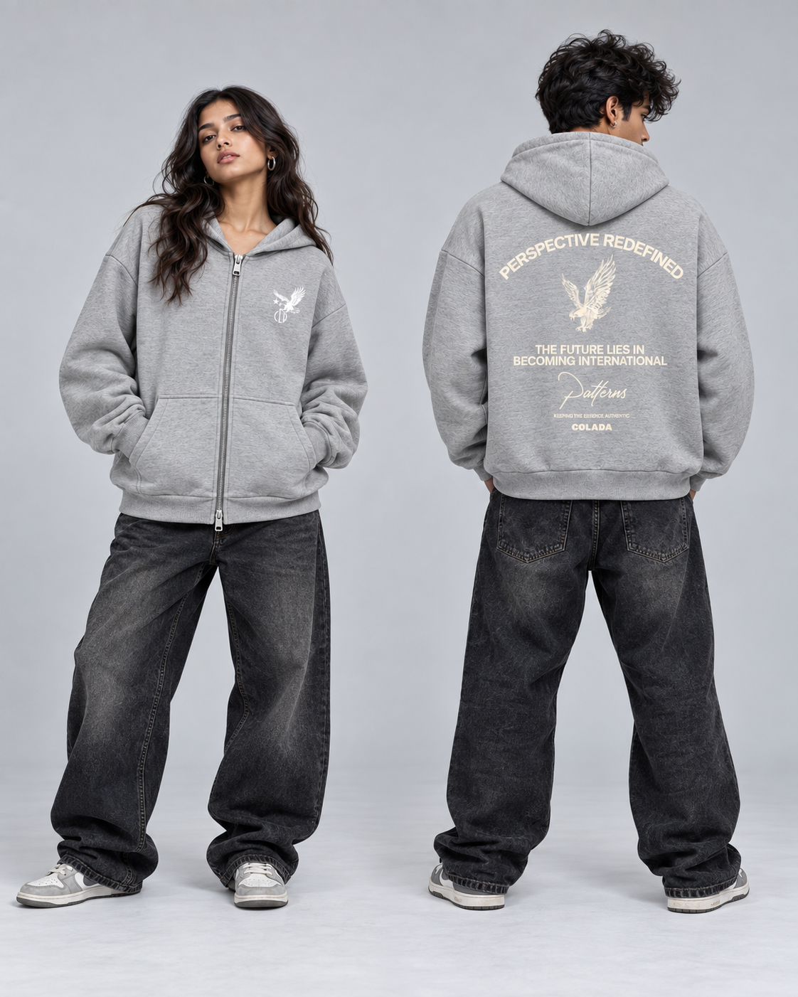 Grey Boxy Dual Zipper Hoodie