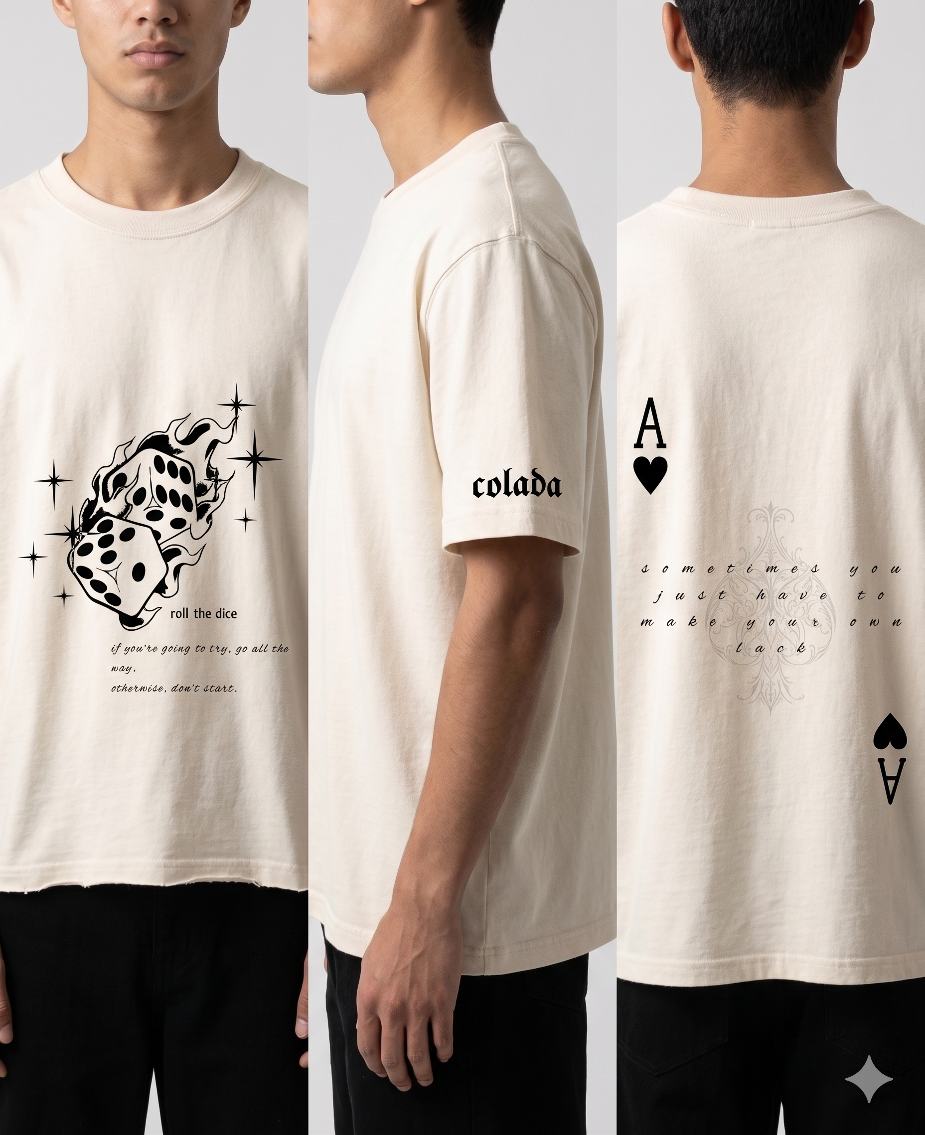 Roll The Dice — White Boxy Fit Tshirt