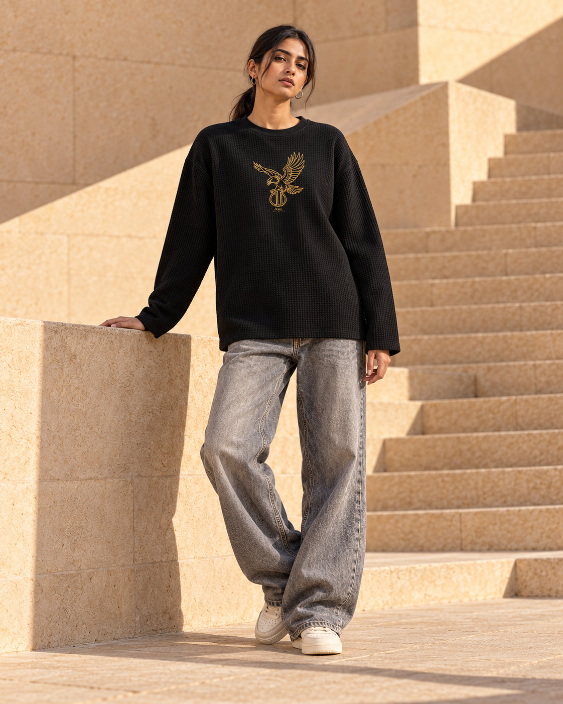 CLD Embroidery Black Waffle