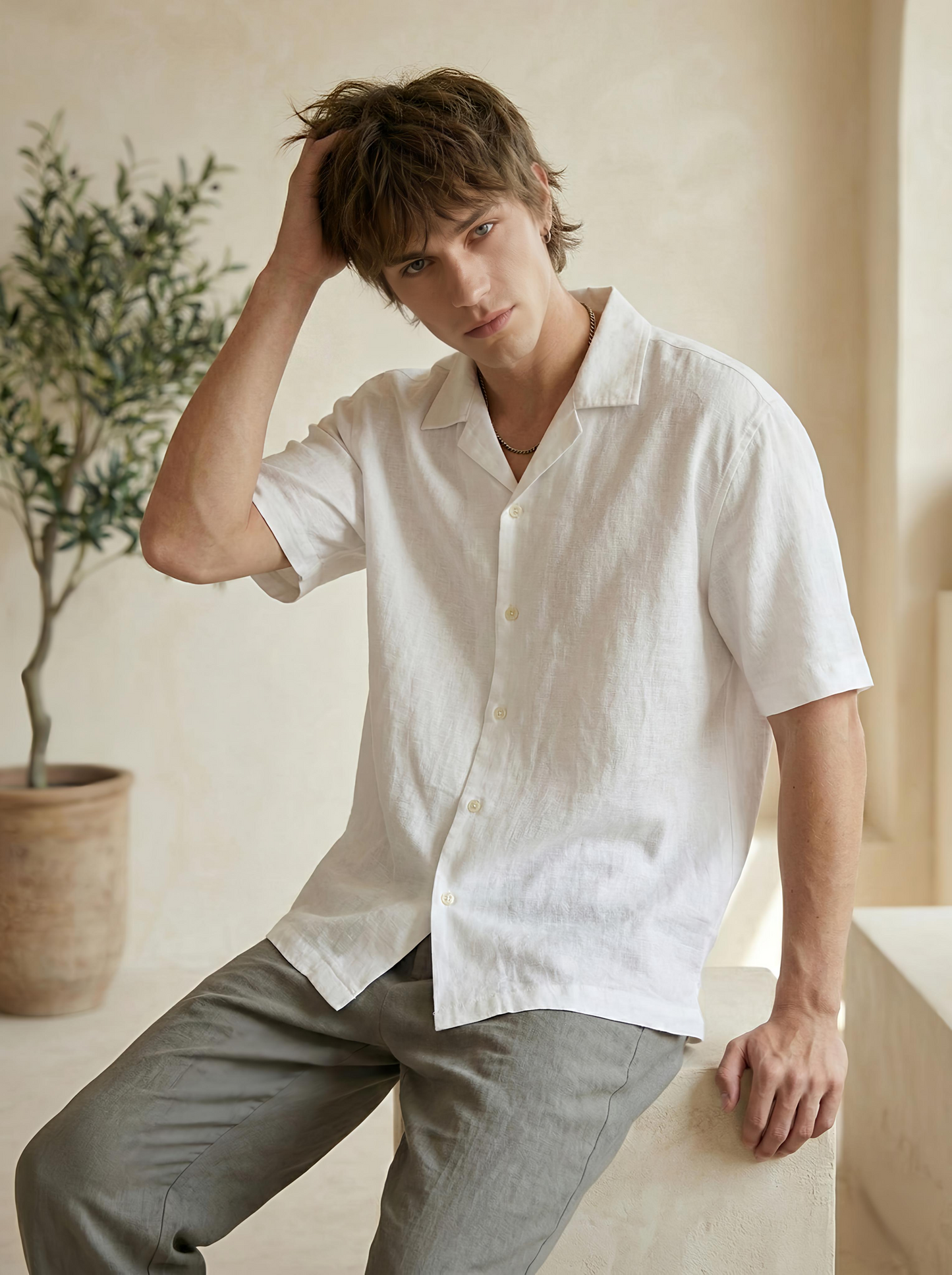 White Linen Oversized Shirt