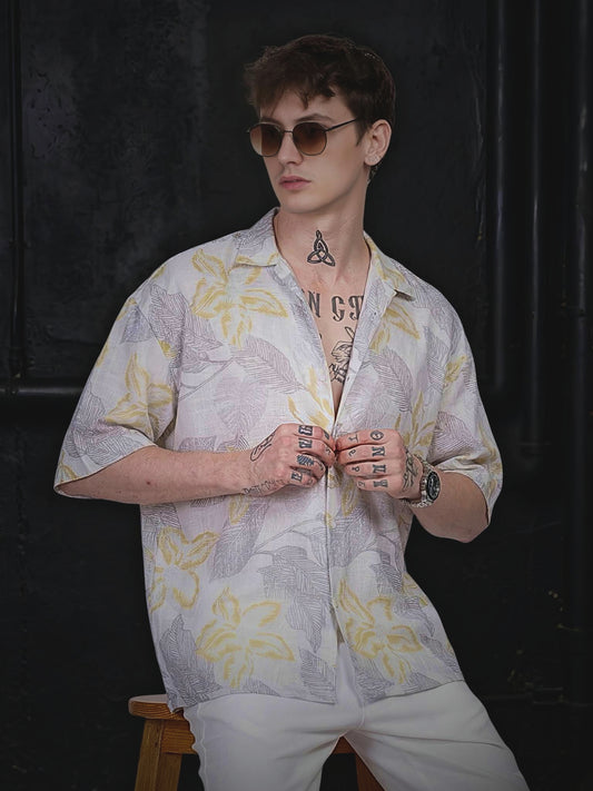 Oversized White Printed Shirt