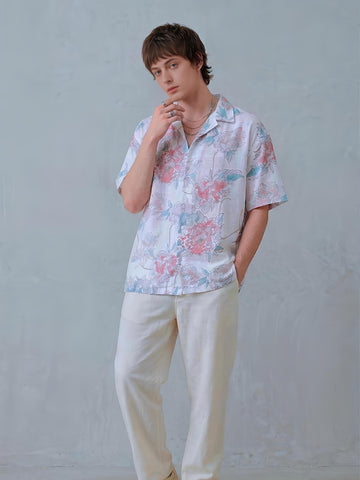 Oversized Floral Linen Shirt