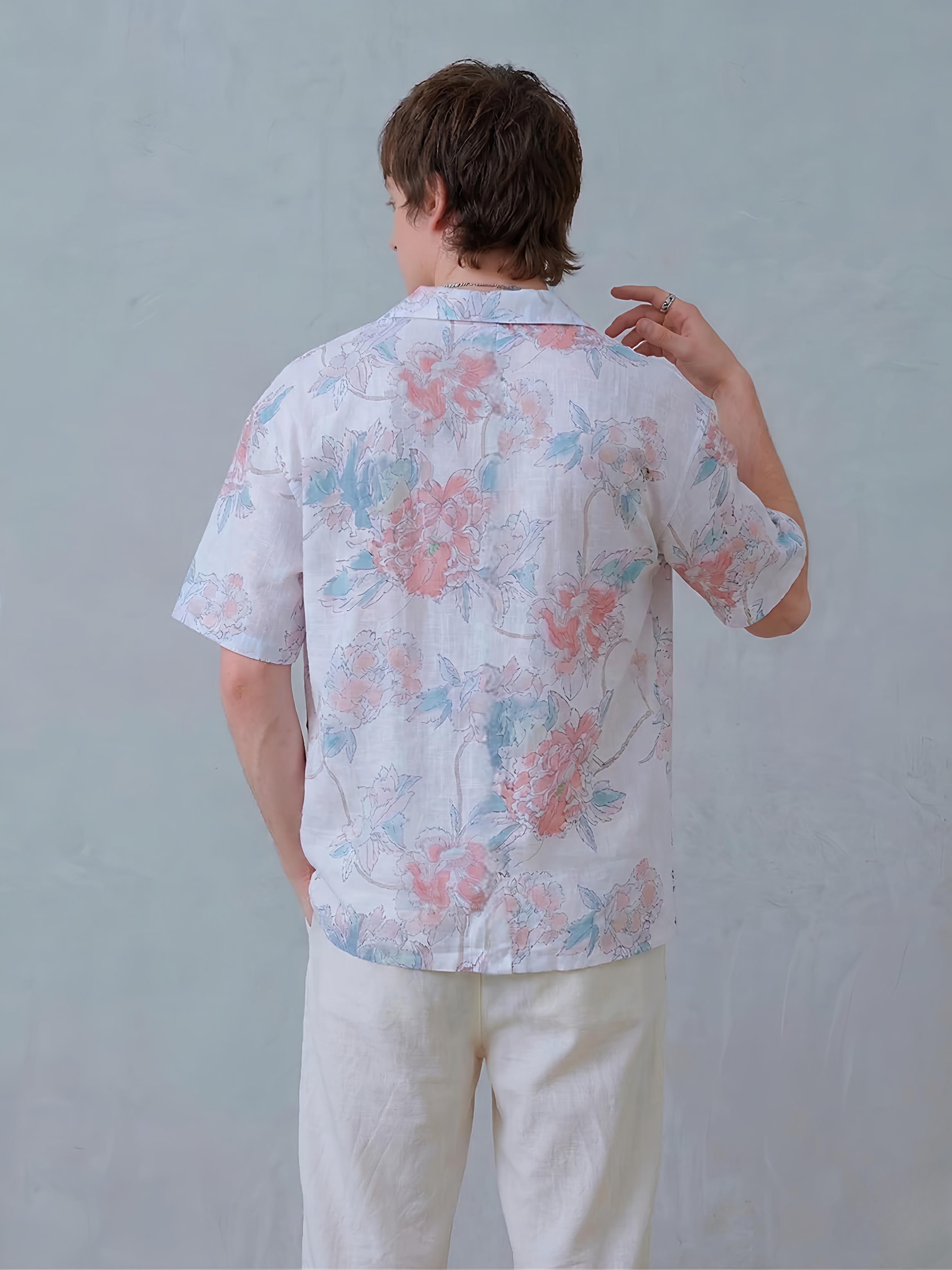 Oversized Floral Linen Shirt
