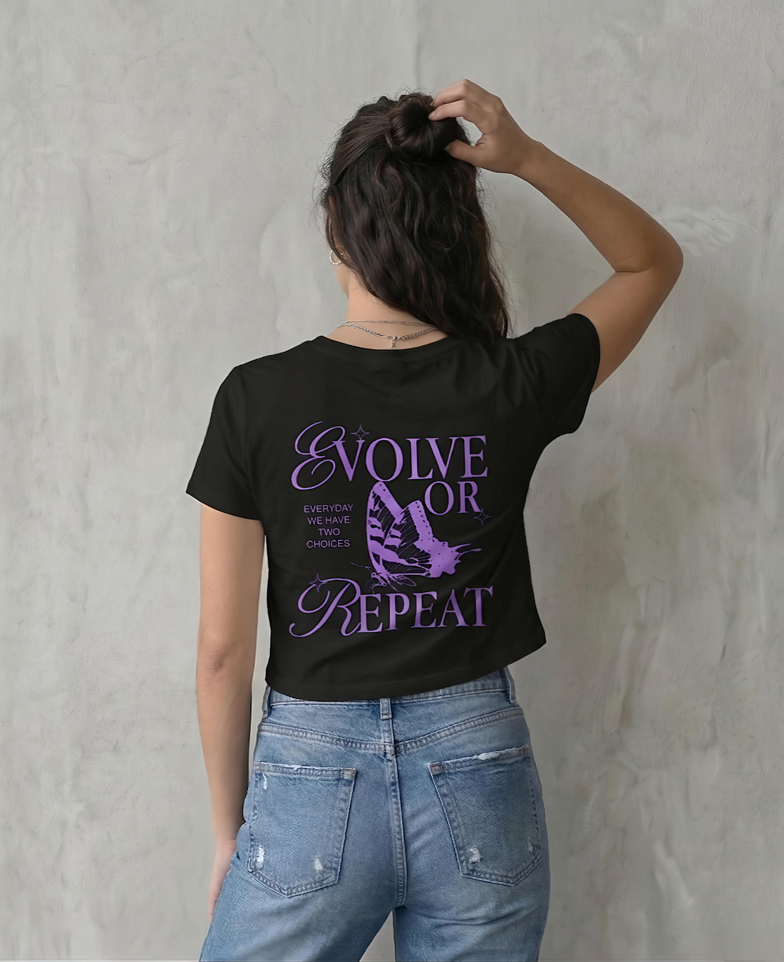Evolve — Black Baby Tee