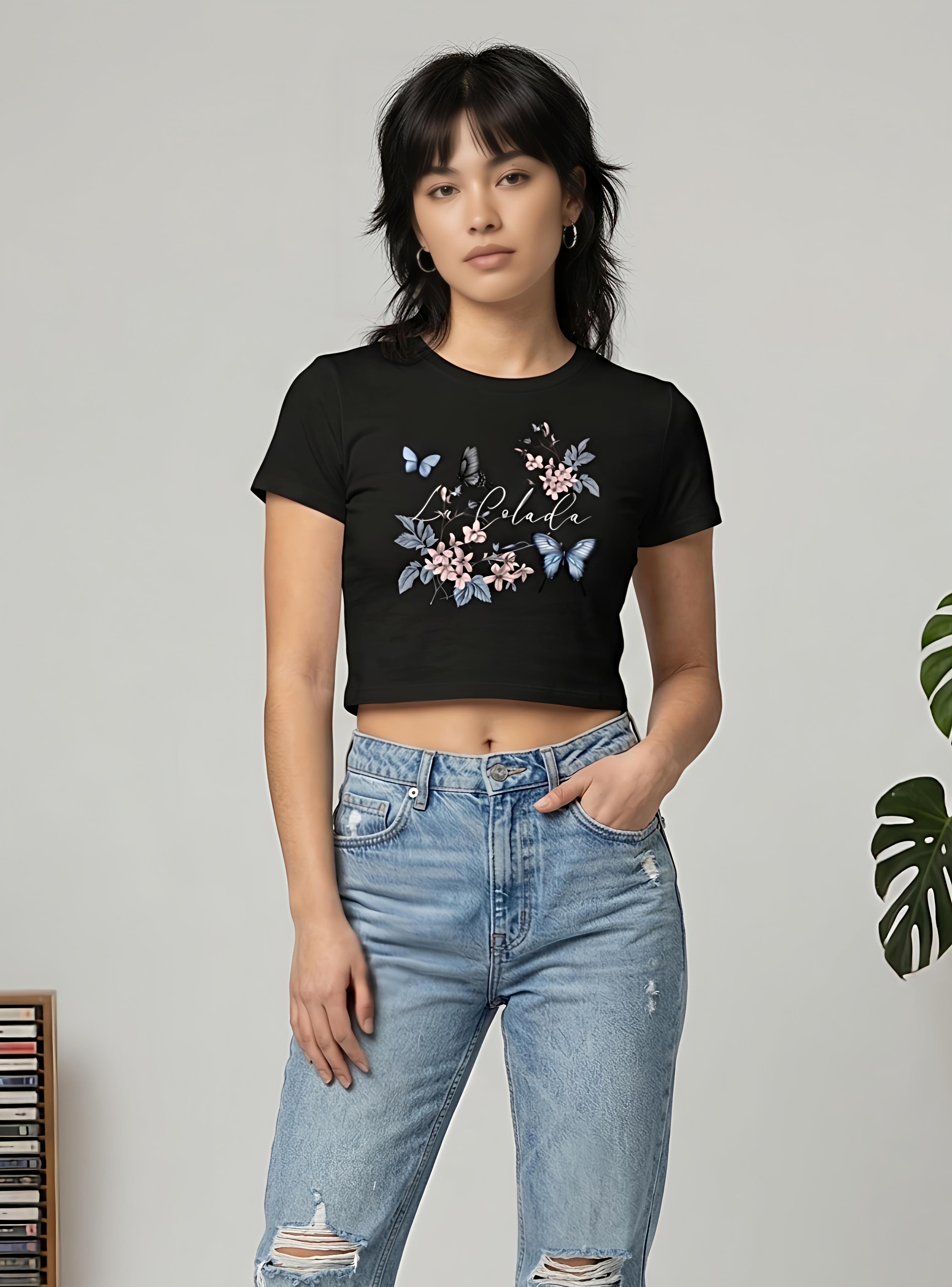 COLADA BUTTERFLY BABY TEE – BLACK