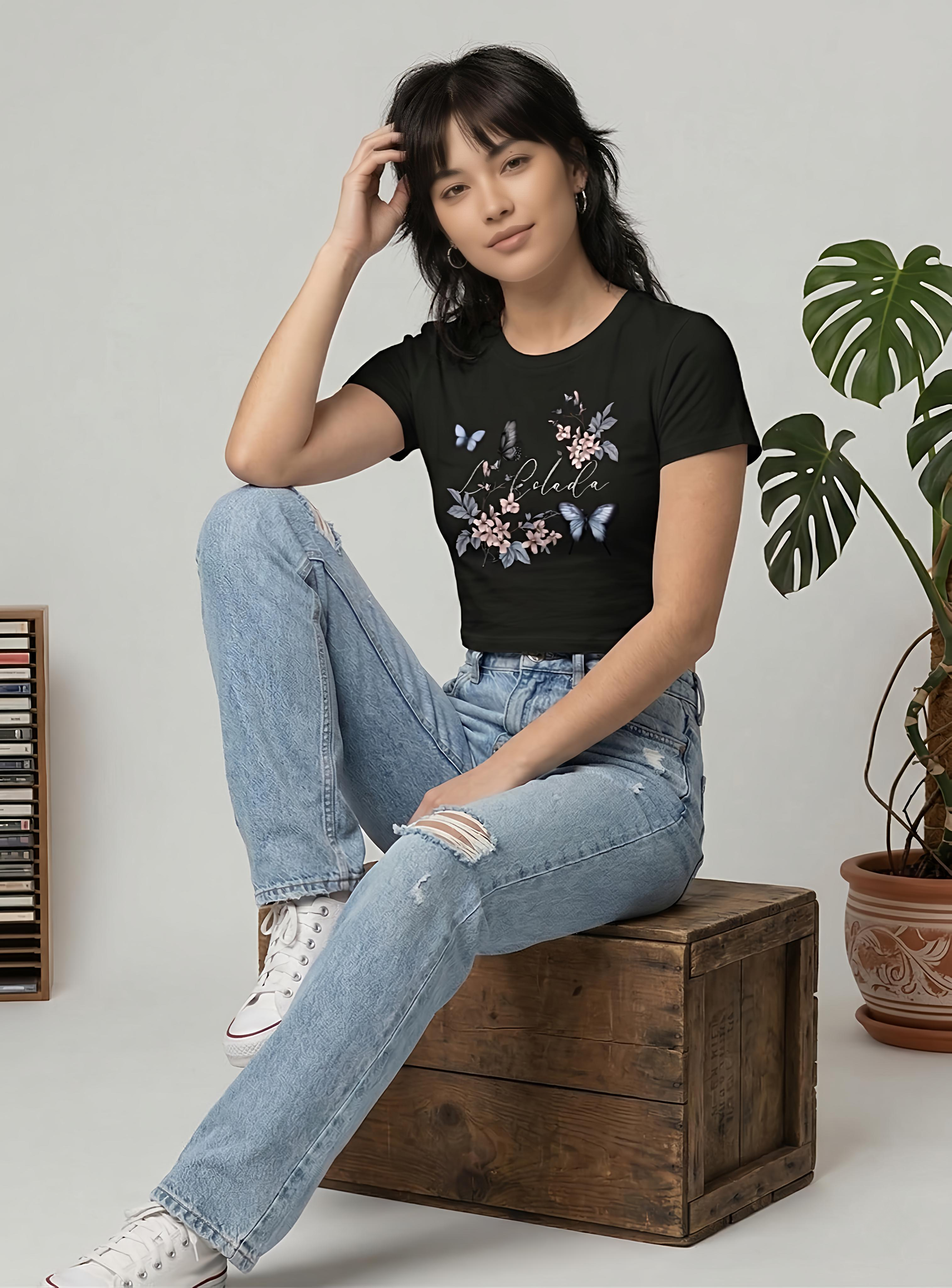 COLADA BUTTERFLY BABY TEE – BLACK