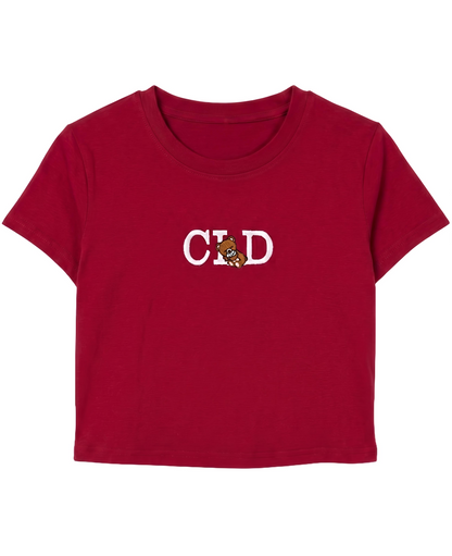 Red Gold Wash Embroidered Baby Tee