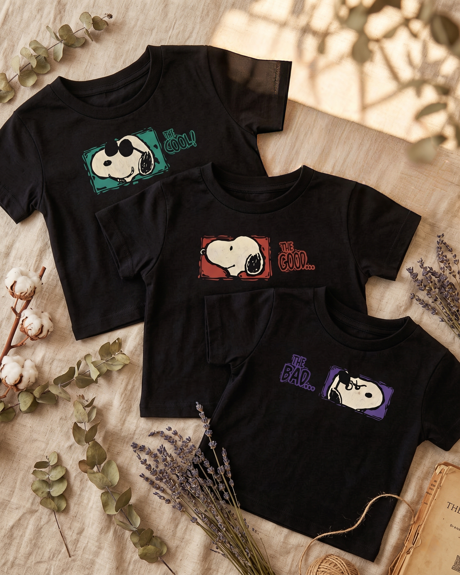 Snoopy Mood — Black Baby Tee (Pack Of 3)