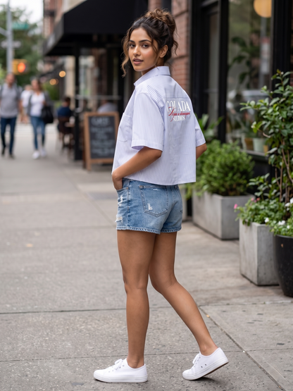 Born To Stand Out— Blue Stripped Boxy Fit Shirt