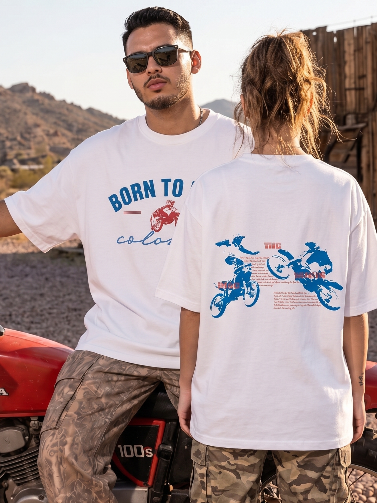 Born To Ride — White Oversized Tee