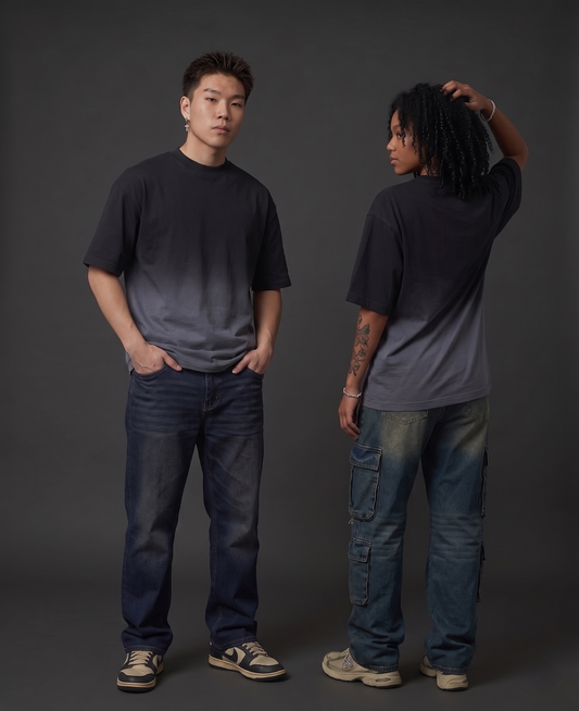 Black Ombre Boxy Fit Tee