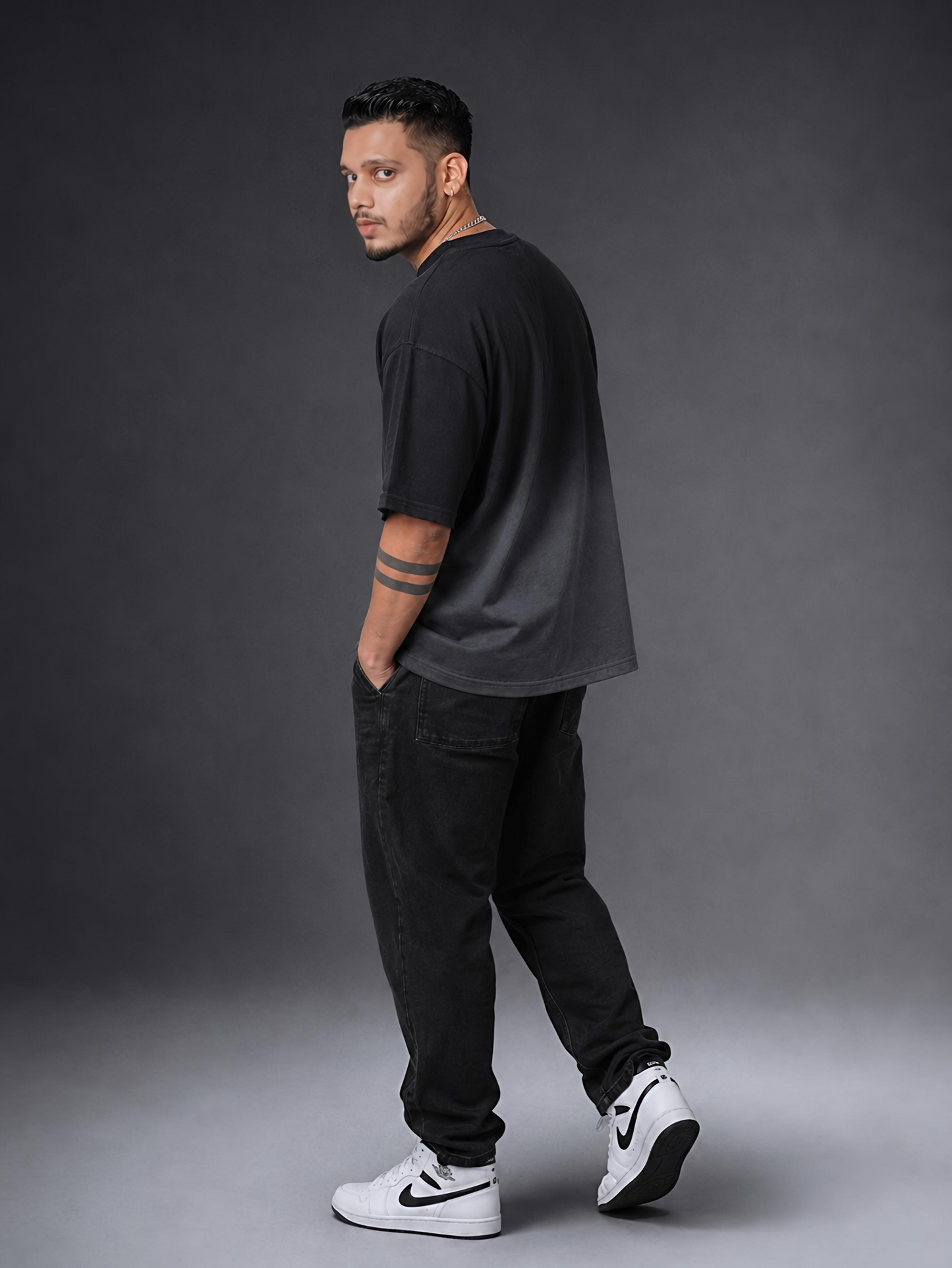 Black Ombre Boxy Fit Tee