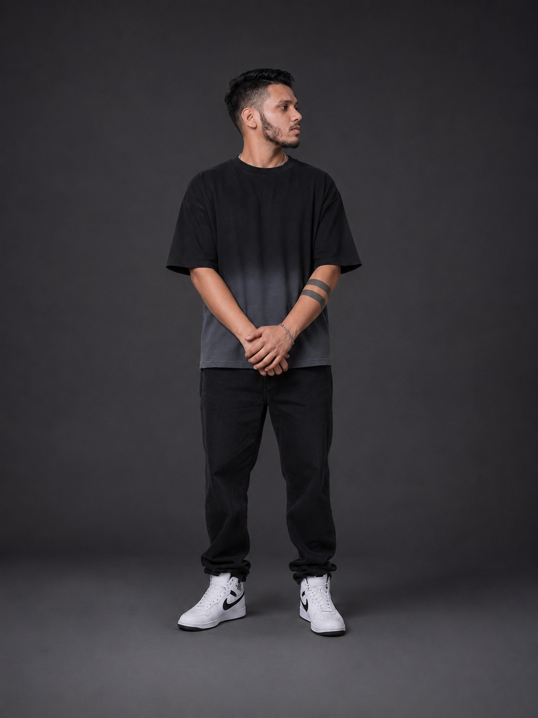 Black Ombre Boxy Fit Tee