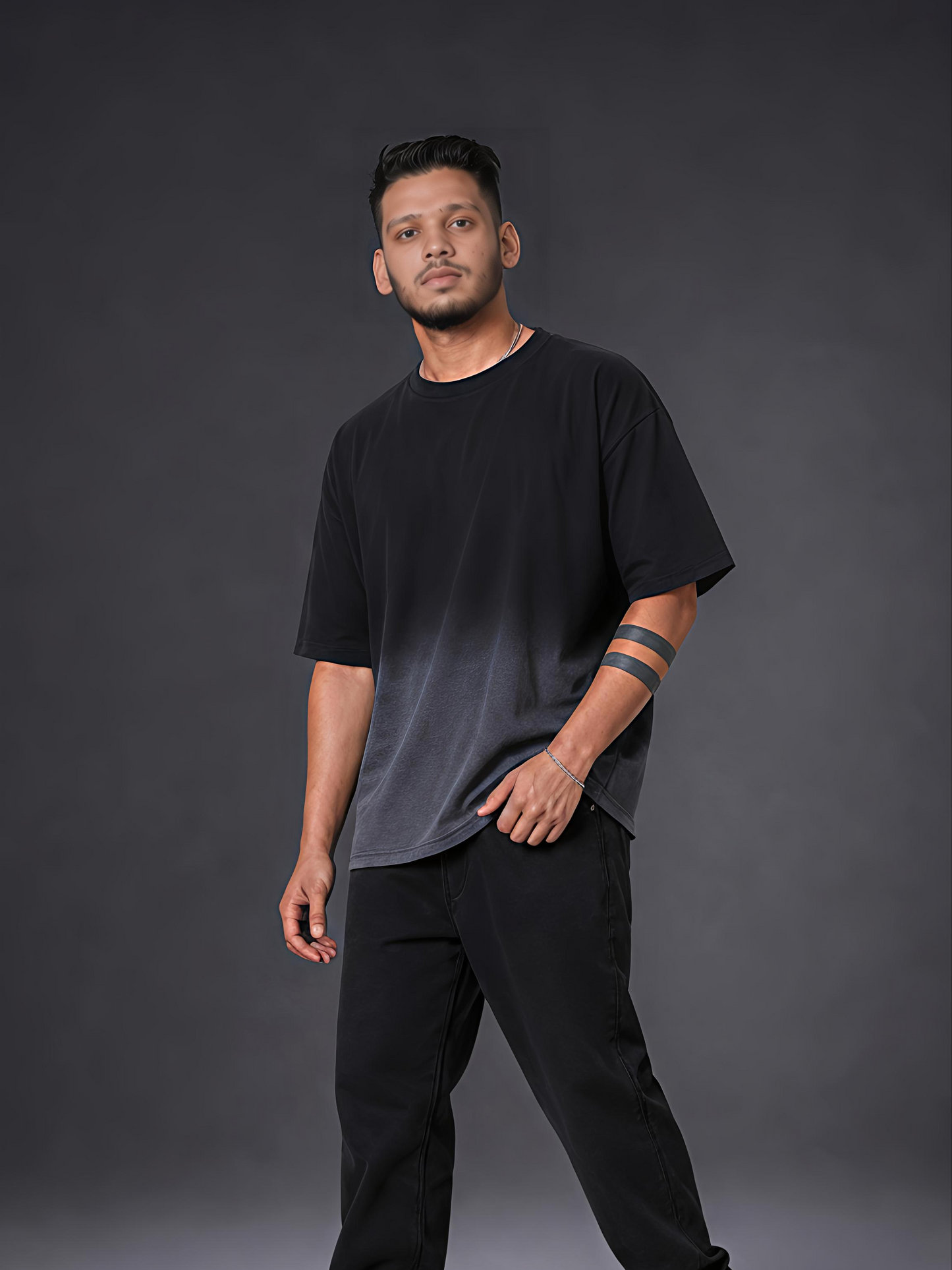 Black Ombre Boxy Fit Tee