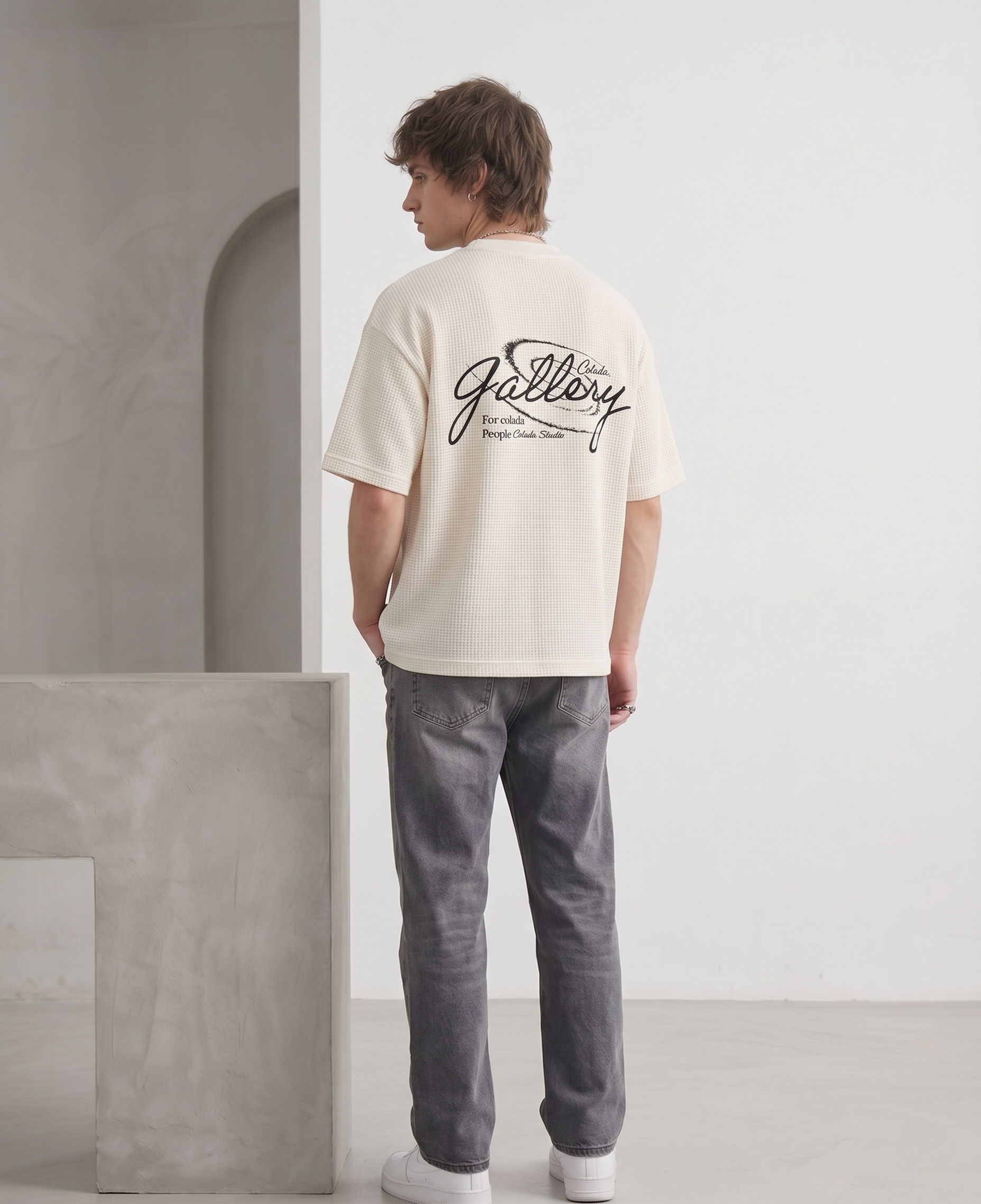 Colada Studios — offwhite waffle boxy fit