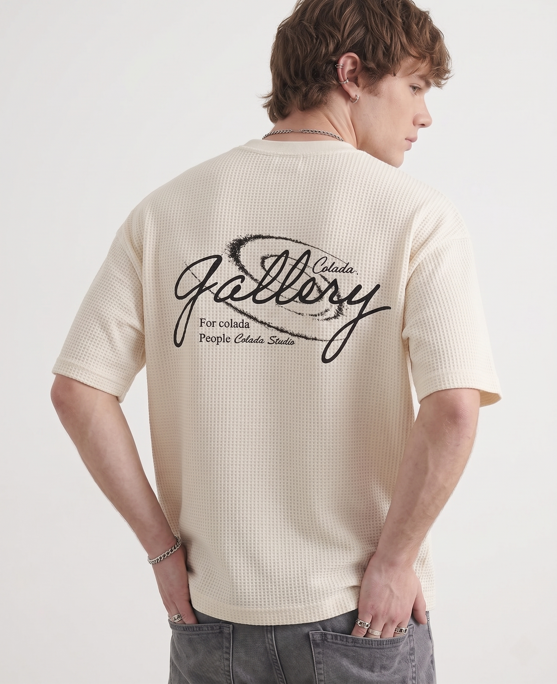 Colada Studios — offwhite waffle boxy fit