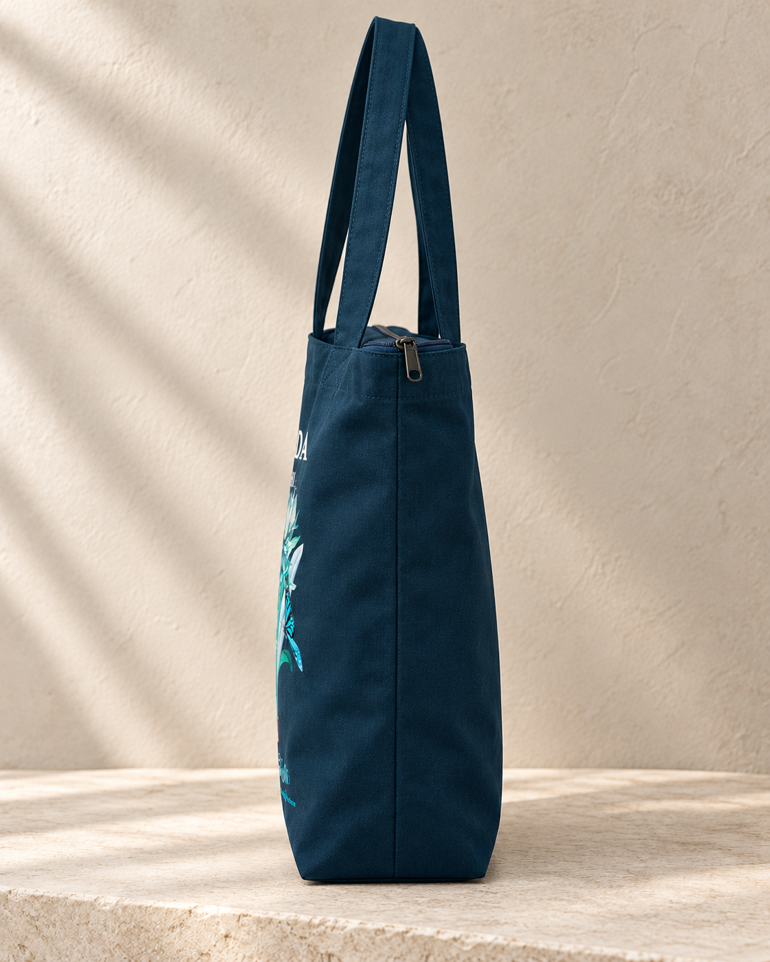 Navy BlueZipper Tote Bag
