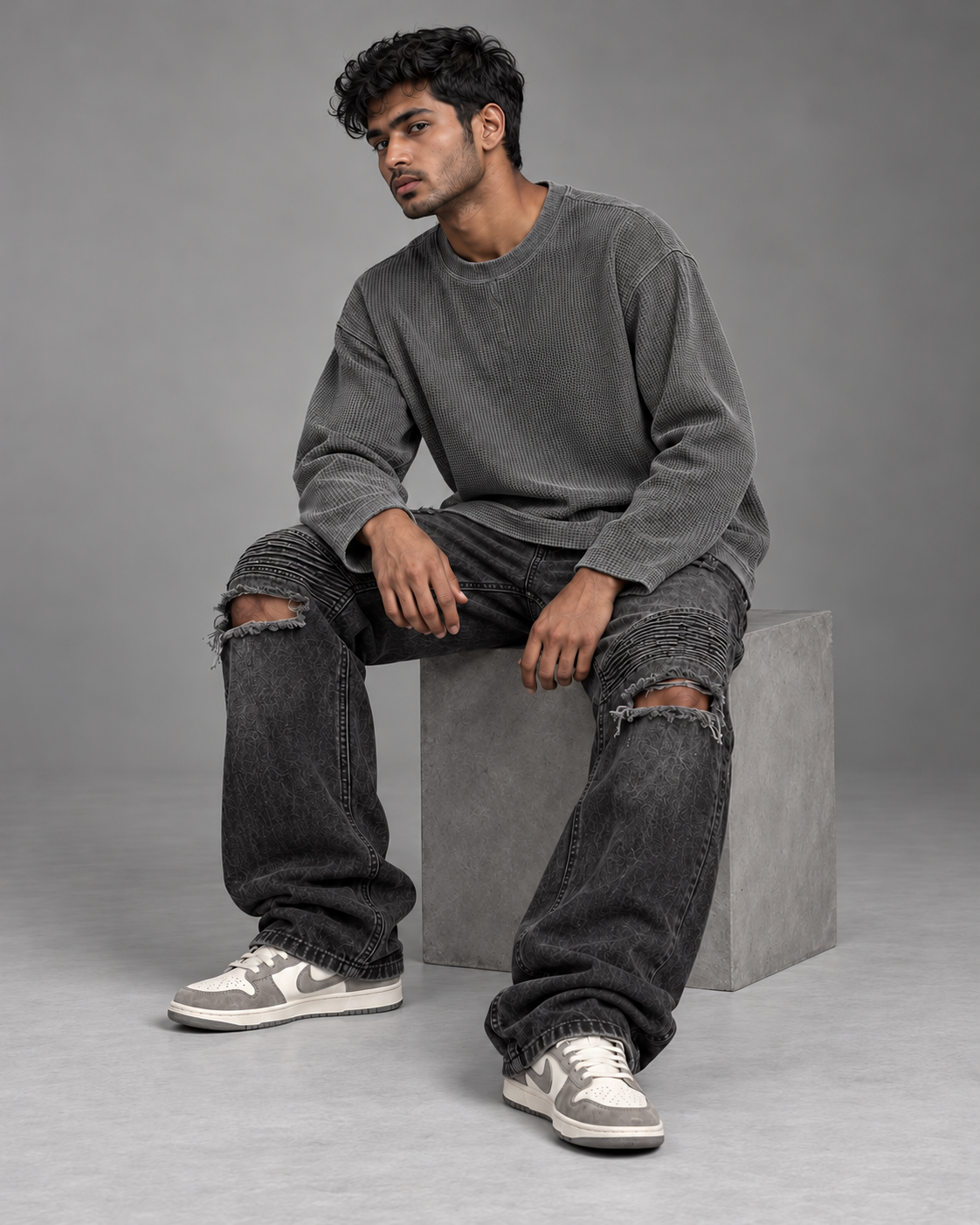 Acid Wash Grey Waffle
