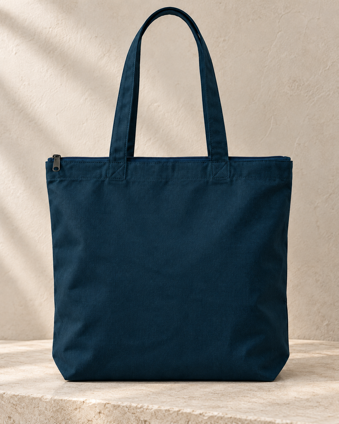 Navy BlueZipper Tote Bag