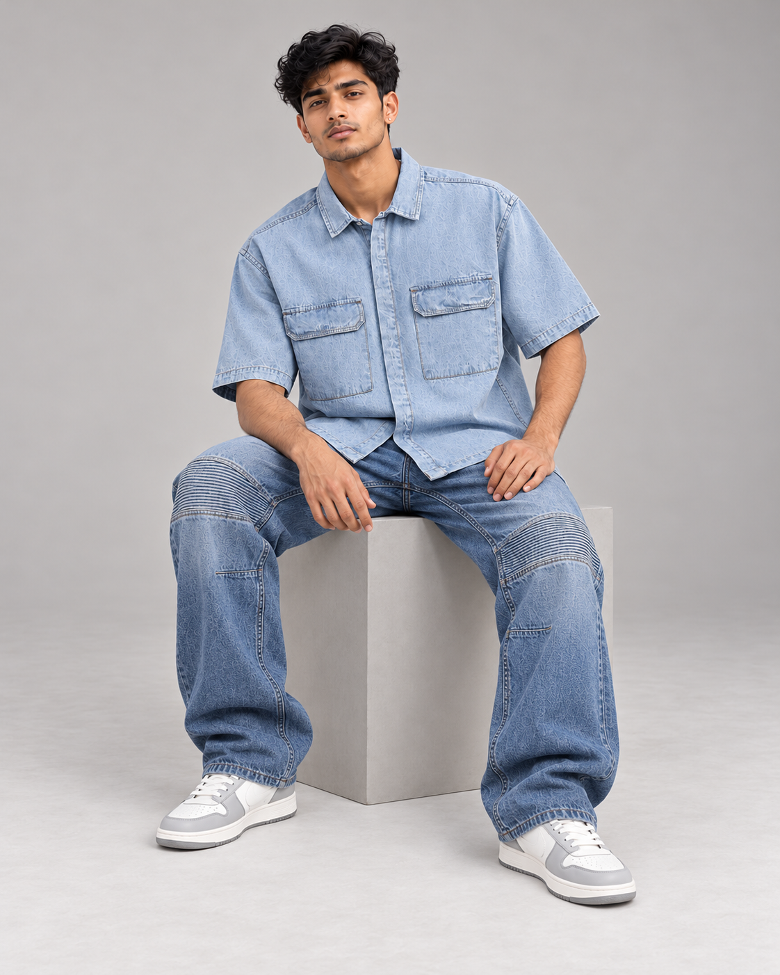Light Blue Denim Boxy Fit Shirt